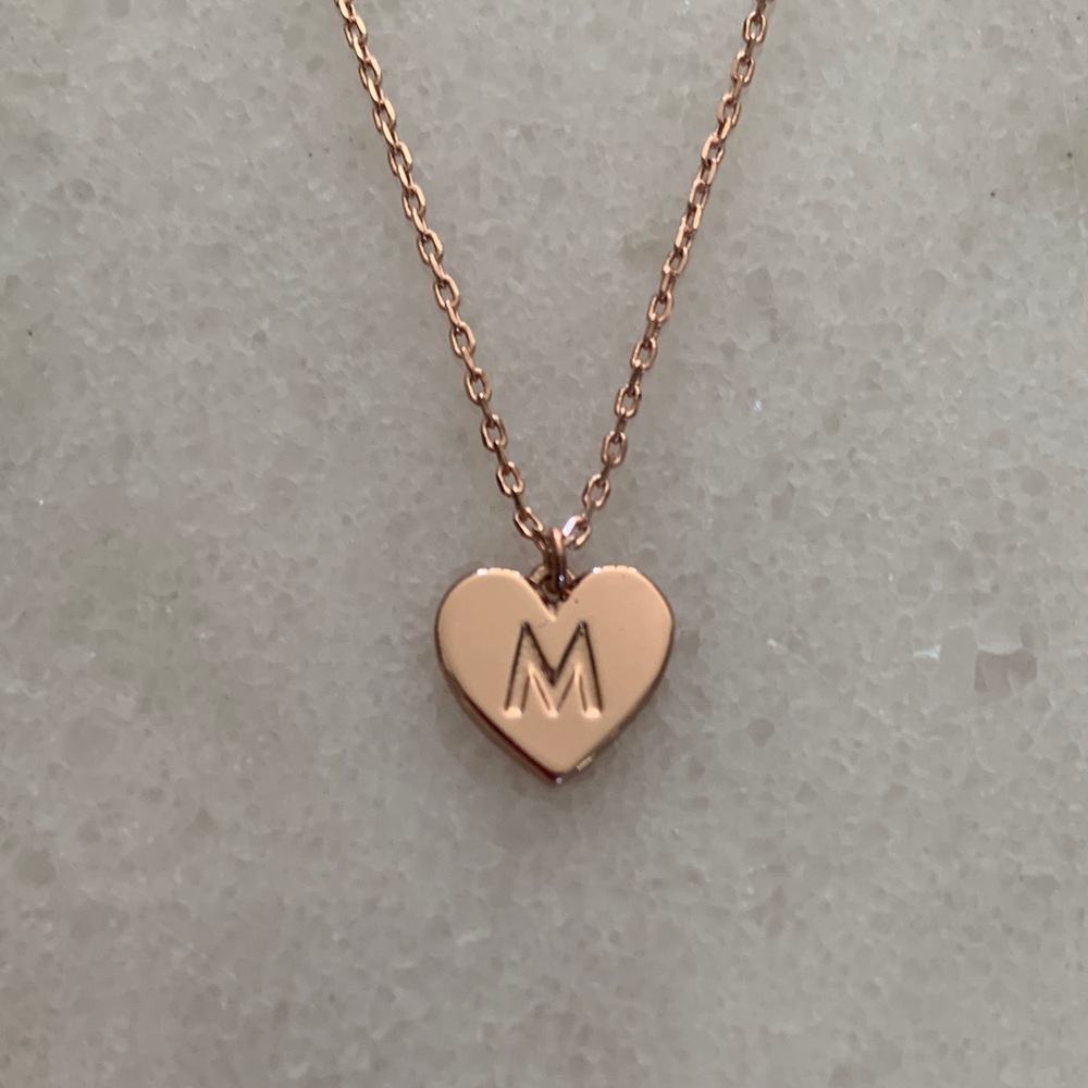 Kate Spade Rose Gold Heart Pendant "M Necklace